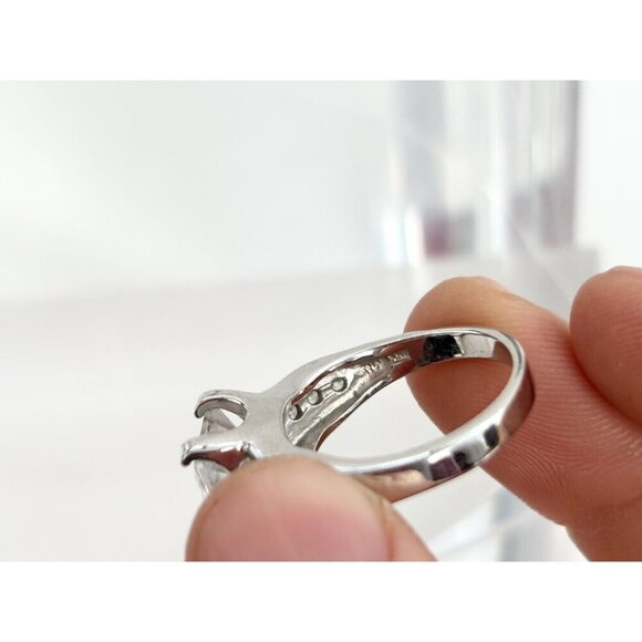 Sterling silver Emerald Cut Cubic Zirconia Gemstone Vintage Cocktail Ring - sz 8 - Picture 8 of 10